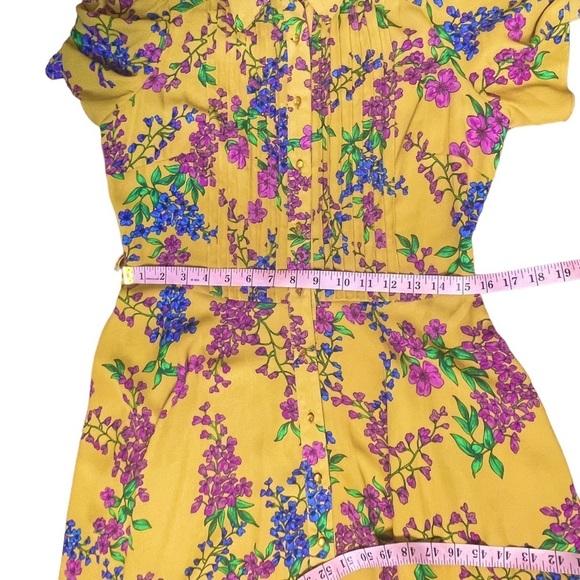 Nanette Lepore Yellow Floral Button Front Lightweight Cottagecore Spring Dress 6 - Picture 4 of 9